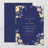 Invitation Mariage à la Crème Antique de Minuit (Devant / Derrière)