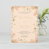 Invitation Mariage à la crème Feuille orange et verte (Debout devant)