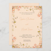 Invitation Mariage à la crème Feuille orange et verte (Devant / Derrière)