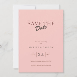 Invitation Mariage à la date de rétro minimal rose tendre Sav