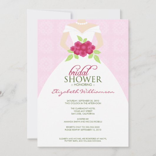 Invitation Mariage à la douche nuptiale (rose) (Devant)