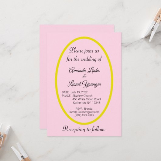 Invitation Mariage à la fenêtre rose (Devant/Arrière en situation)