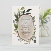 Invitation Mariage à la ferme avec feuillage rustique et code (Debout devant)