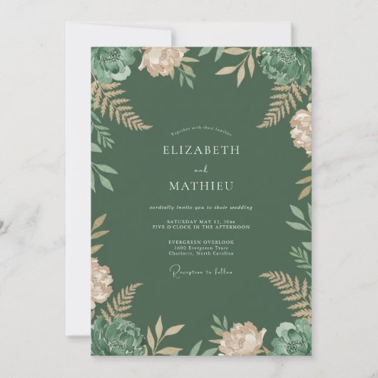 Invitation Mariage à la Fern Evergreen Cream (Devant)