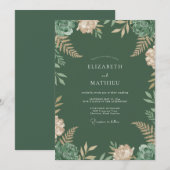 Invitation Mariage à la Fern Evergreen Cream (Devant / Derrière)