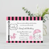 Invitation Mariage à la fête du thé Paris Pink Poodle Eiffle (Debout devant)
