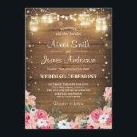 Invitation Mariage à la fête Floral Rustic Wood<br><div class="desc">Une Faire-part de mariage romantique et rustique.</div>