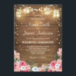 Invitation Mariage à la fête Floral Rustic Wood<br><div class="desc">Une Faire-part de mariage romantique et rustique.</div>