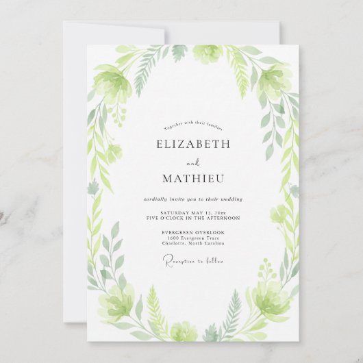 Invitation Mariage à la Feuille Chartreuse (Devant)