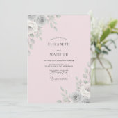 Invitation Mariage à la feuille d'argent rosée (Debout devant)