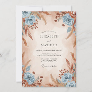 Invitation Mariage à la feuille de bleuet en terre cuite