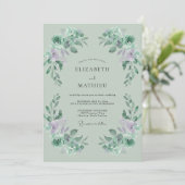 Invitation Mariage à la feuille de céladon lilas (Debout devant)