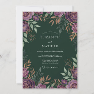 Invitation Mariage à la feuille de forêt d'améthyste