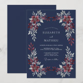 Invitation Mariage à la feuille de grenat de minuit (Devant / Derrière)