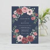Invitation Mariage à la feuille de Marsala de minuit (Debout devant)