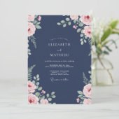 Invitation Mariage à la Feuille de Navy (Debout devant)