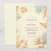 Invitation Mariage à la feuille de palmier corail (Devant / Derrière)