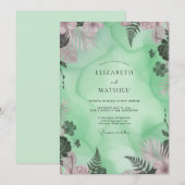 Invitation Mariage à la feuille de palmier menthe (Devant / Derrière)