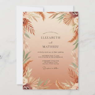 Invitation Mariage à la feuille de Pampas en terre cuite