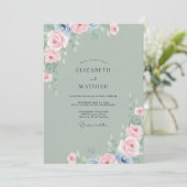 Invitation Mariage à la feuille de pervenche mauve (Debout devant)