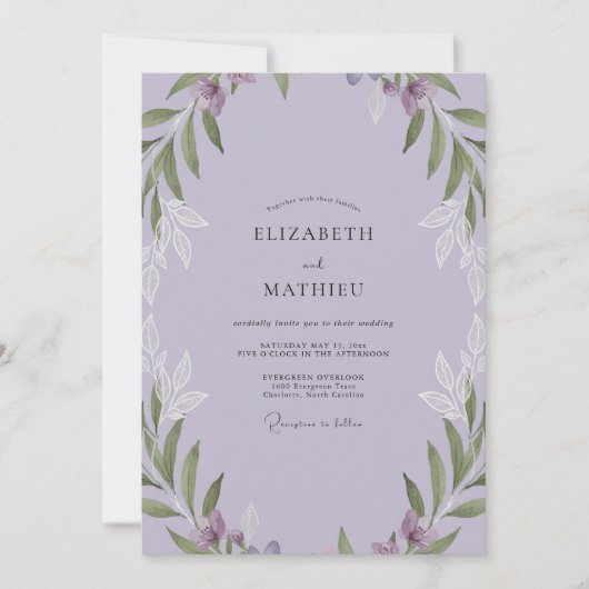 Invitation Mariage à la feuille de pourpre pâle (Devant)
