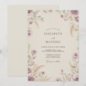 Invitation Mariage à la feuille de prune éteinte (Devant / Derrière)