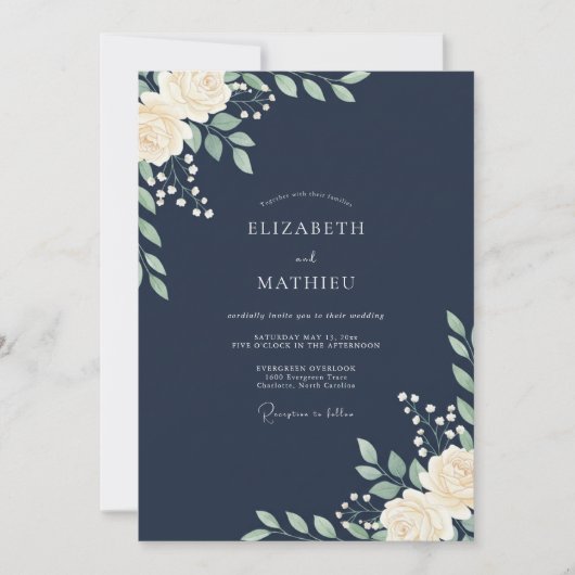 Invitation Mariage à la feuille de renoncule de minuit (Devant)