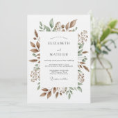 Invitation Mariage à la feuille de vert d'olive (Debout devant)