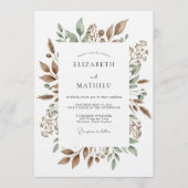 Invitation Mariage à la feuille de vert d'olive (Devant)