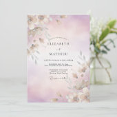 Invitation Mariage à la feuille de violette pâle (Debout devant)