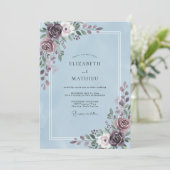 Invitation Mariage à la feuille de violette pervenche (Debout devant)