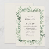 Invitation Mariage à la feuille d'olive pâle (Devant / Derrière)