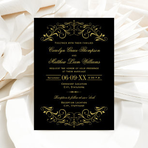 Invitation Mariage à la feuille d'or et au rouleau orné