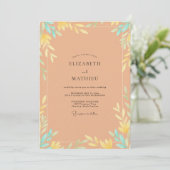 Invitation Mariage à la feuille peinte ambre (Debout devant)