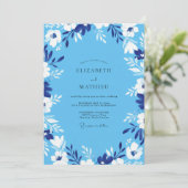 Invitation Mariage à la feuille peinte d'azur (Debout devant)