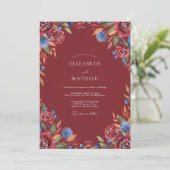 Invitation Mariage à la feuille peinte en rouge profond (Debout devant)