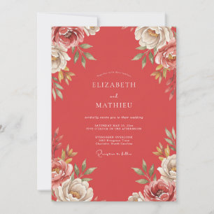 Invitation Mariage à la feuille peinte en terracotta