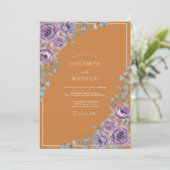 Invitation Mariage à la feuille pourpre ambre (Debout devant)