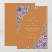 Invitation Mariage à la feuille pourpre ambre (Devant / Derrière)
