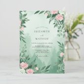 Invitation Mariage à la feuille rose de mer (Debout devant)