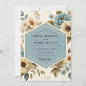 Invitation Mariage à la Fleur Bleue Flourissante (Devant)