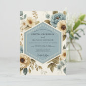 Invitation Mariage à la Fleur Bleue Flourissante (Debout devant)