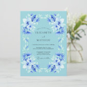 Invitation Mariage à la Fleur Botanique Bleue (Debout devant)