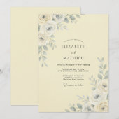 Invitation Mariage à la Fleur Botanique d'Ivoire (Devant / Derrière)