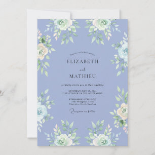Invitation Mariage à la Fleur de Pervenche Romantique