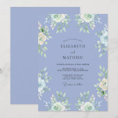 Invitation Mariage à la Fleur de Pervenche Romantique (Devant / Derrière)