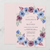 Invitation Mariage à la Fleur de Prunier Bleu (Devant / Derrière)