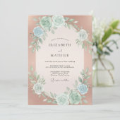 Invitation Mariage à la Fleur de Rose Gold (Debout devant)