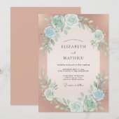 Invitation Mariage à la Fleur de Rose Gold (Devant / Derrière)