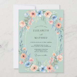 Invitation Mariage à la Fleur de Sauge Ovale Élégante